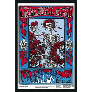 Family Dog Grateful Dead 'Skeleton and Roses' Gel-textured Art Print