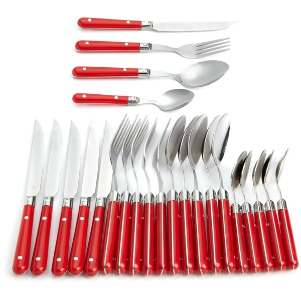 LeBrun 24piece French Bistro Flatware Set (Red) 14189961 Overstock