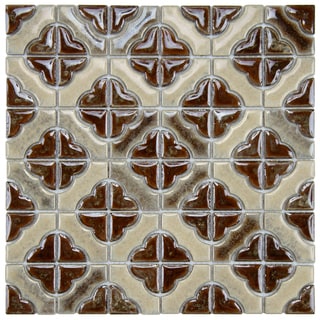(^_-) SomerTile 11.75x11.75-in Castle Henna Porcelain Mosaic Tiles (Pack of 10)