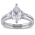 Miadora 14k White Gold 1 1/2ct TDW Certified Marquise-cut Diamond Ring (F, SI2)