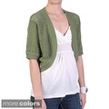 89th & Madison Brand Women's Open Crochet Half-sleeve Sweater