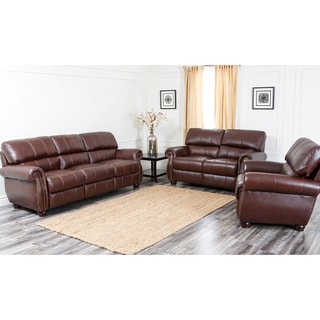 (^ ^)// Abbyson Living Ashley Premium Top-grain Leather Sofa, Loveseat, and Armchair Set