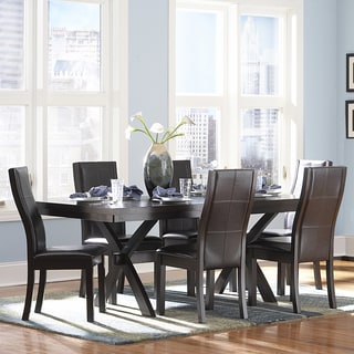 (^ ^)// TRIBECCA HOME Dartford Espresso 7-piece Contoured Dining Set