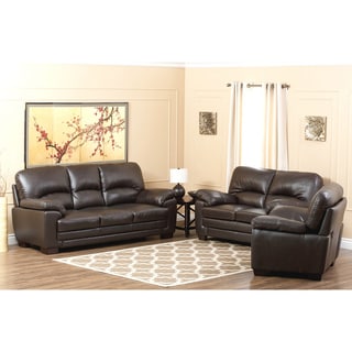 Abbyson Living Charleston Premium Top-grain Leather Sofa, Loveseat and Armchair Set