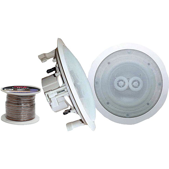 Pyle Pair of 8" In-Ceiling Speakers with 100' Wire