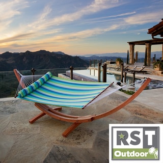 RST Cypress Wood Arc Ocean Breeze Stripe Hammock Bed