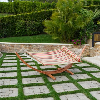 Cypress Wood Arc Summer Stripe Hammock Set