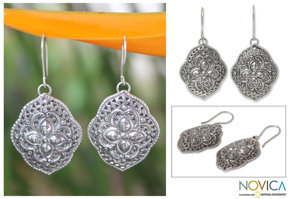 Sterling Silver 'Tribal Shields' Dangle Earrings (Thailand) 14196830 Shopping