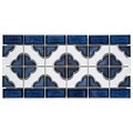 SomerTile Castle Cobalt/ White Border Porcelain Mosaic Tile (Pack of 10)