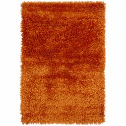 See Reviews Hand-woven Mandara Orange Shag Rug (9' x 13')