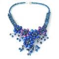 Blue-Purple Sunflower Floral Blossom Pearl Necklace (Thailand)