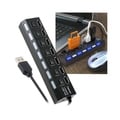 Insten Black 7-port USB Hub with On/ Off Switch and Built-in Cable Cord