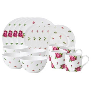 Royal Albert New Country Roses White Modern Casual 16-piece Dinnerware Set