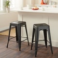 Tabouret 24-inch Charcoal Grey Metal Counter Stools (Set of 2)