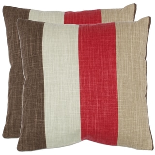 Stripes 18-inch Red/ Brown Decorative Pillows (Set of 2)