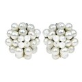 White Elegance Freshwater Pearl Chrysanthemum Clip On Earrings (Thailand)