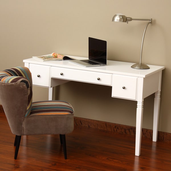 White Writing Desk With Drawers