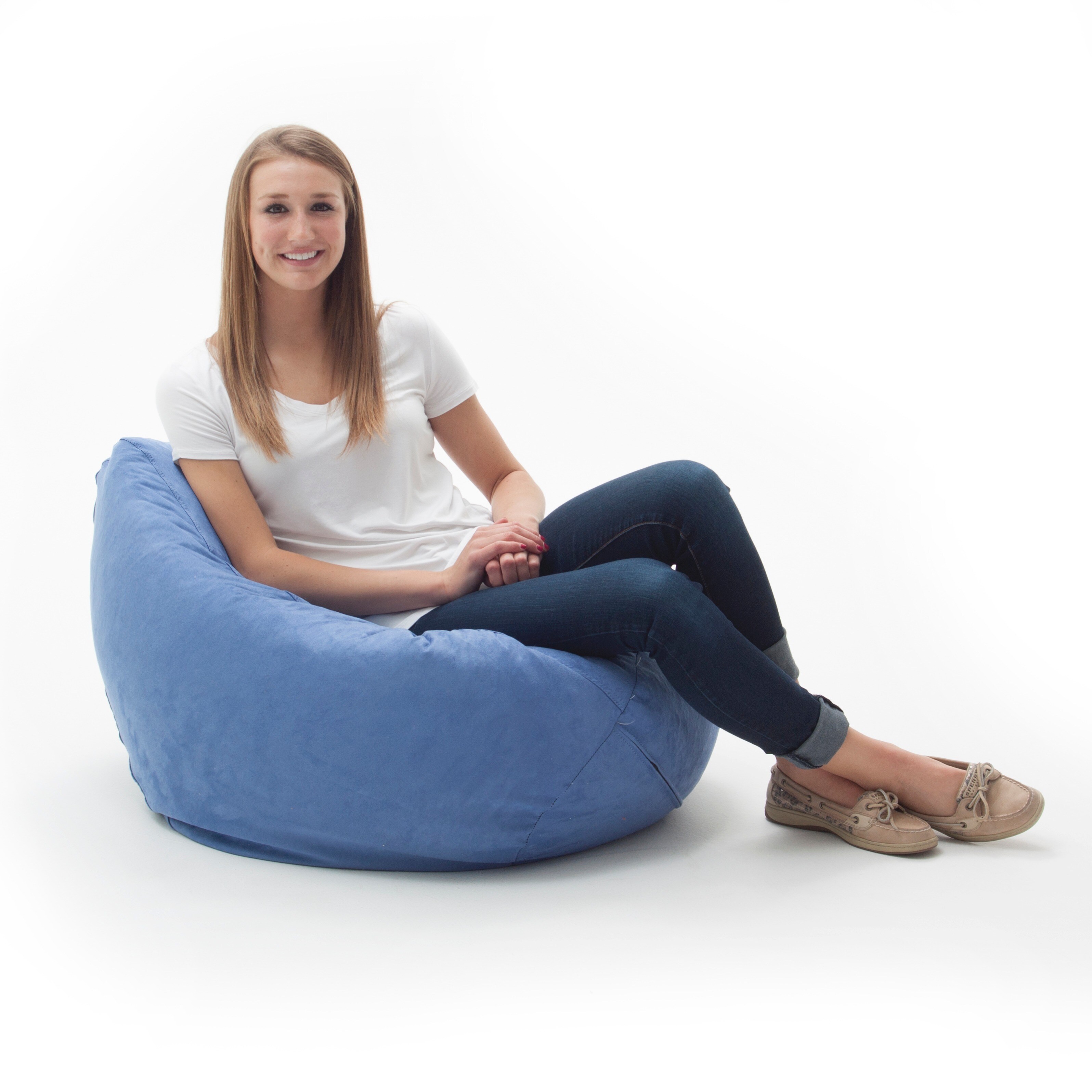 BeanSack Ultra Sky Blue Microfiber Suede Bean Bag Chair Overstock