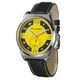 Milleret Men's 'XXL' Stainless Steel Black Yellow Stitching Leather Watch