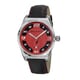 Milleret Men's 'XXL' Stainless-Steel Red-Stitching Black-Leather Quartz Watch