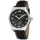Milleret Men's 'XXL' Stainless-Steel Black White-Stitching Leather Quartz Watch