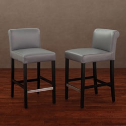 Price Aquify Cosmopolitan Charcoal Leather Counter Stool (Set of 2)