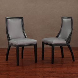 Low Price Park Avenue Black Croco/ Charcoal Leather Dining Chair (Set of 2)
