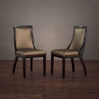 (>_<)  Park Avenue Black Croco/ Bronze Leather Dining Chair (Set of 2)
