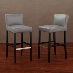 See Reviews Cosmopolitan Charcoal Leather Barstool (Set of 2)