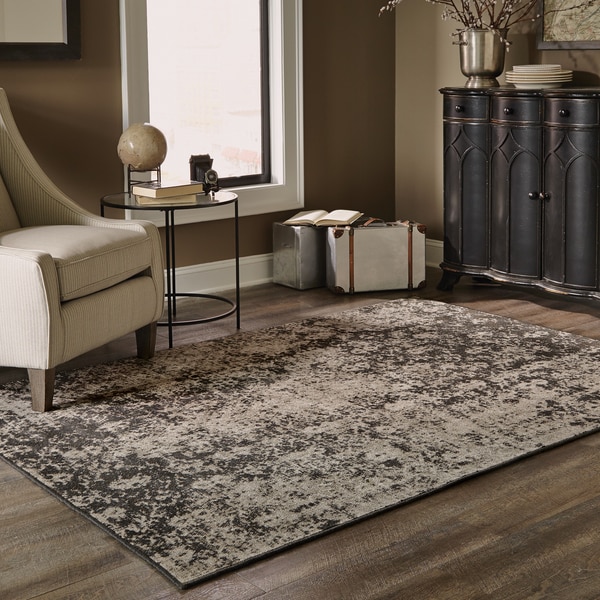 Distressed Overdyed Grey/ Black Area Rug (7'10 x 10'10) 14211930