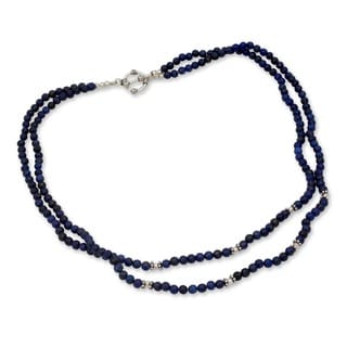Sterling Silver 'Agra Azure' Lapis Lazuli Necklace (India)