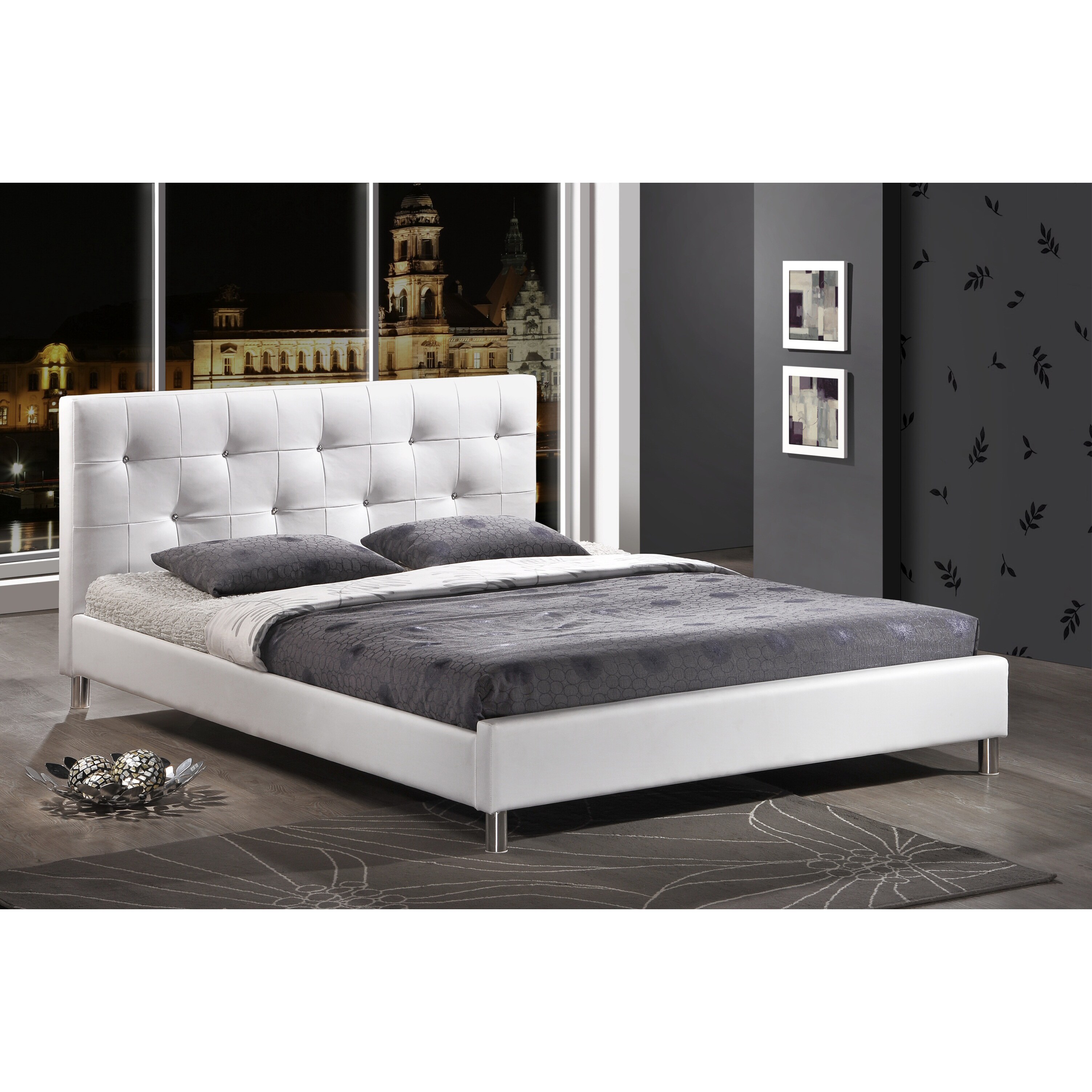 NEW! Soft White Tufted Upholstered Queen Size Bed Bedroom Furniture 