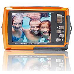 Aqua 5800 18MP Dual Screen Waterproof Orange Digital Camera with Micro 32GB