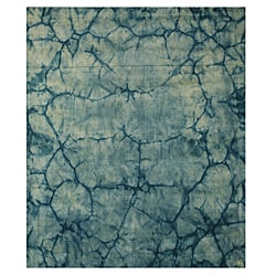Hot Deal Handmade Wool Teal Dip Dyed Rug (8' x 10')