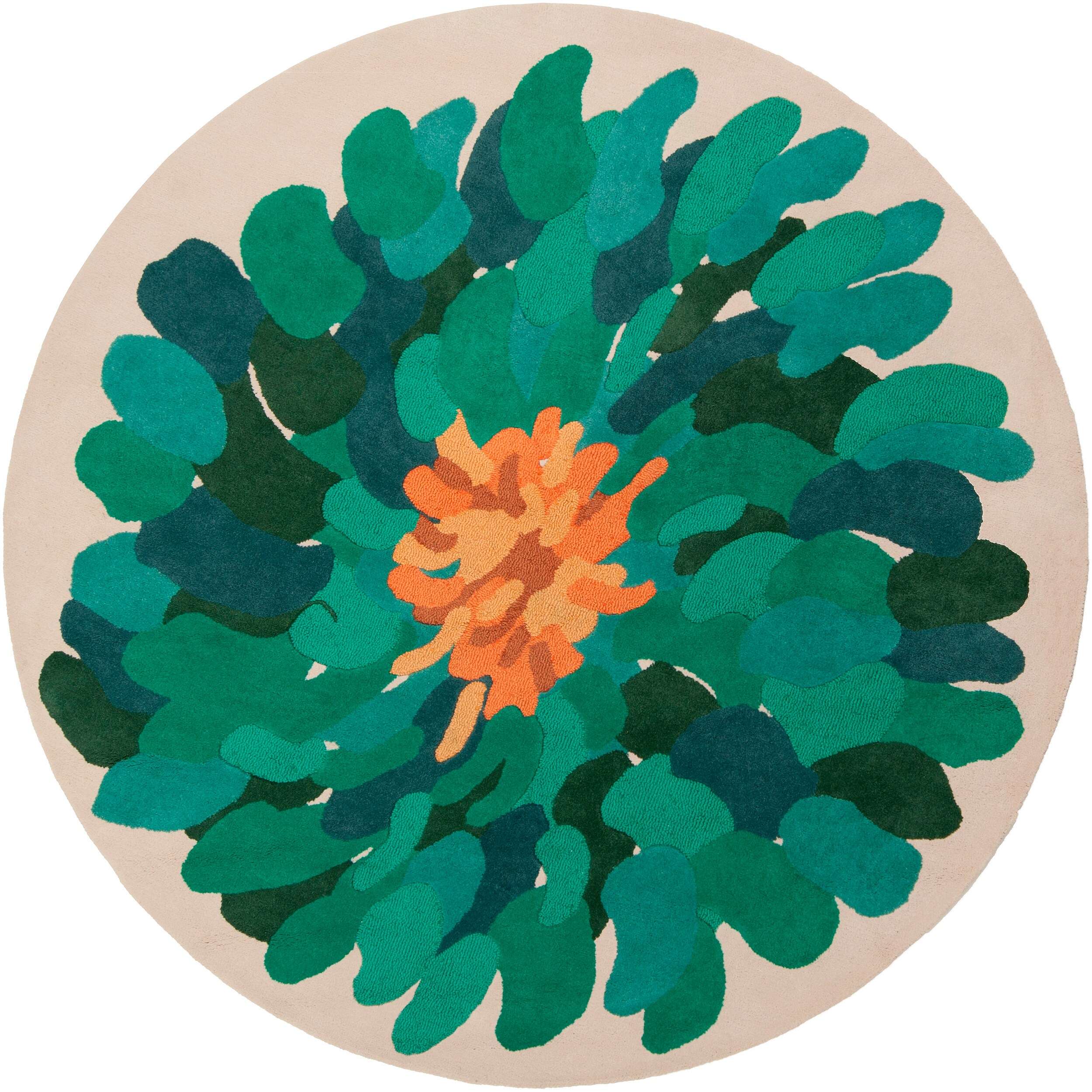 Handtufted Contemporary /Green Bostor New Zealand Wool Abstract Rug (8