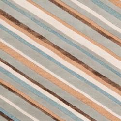 Candice Olson Hand-tufted Gray Cane Diagonal Stripes Wool Rug (8' x 11')