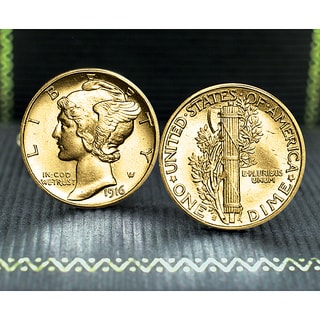 American Coin Treasures Gold-Layered Mercury Dime Cufflinks
