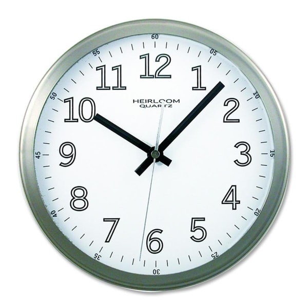 9-inch Brushed Metal Frame White Dial Wall Clock