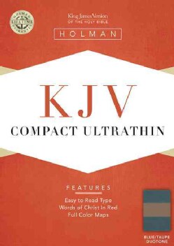 The Holy Bible: King James Version, Blue / Taupe Leathertouch Ultrathin Bible (Paperback)