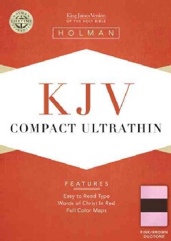 The Holy Bible: King James Version, Pink / Brown LeatherTouch, Ultrathin with Words of Christ in Red (Paperback)