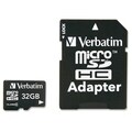 Verbatim 32GB MicroSDHC Memory Card with Adapter, Class 4