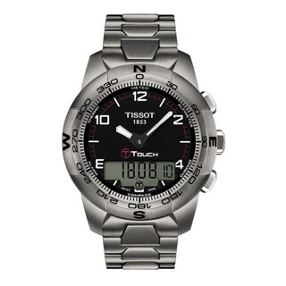 Tissot Men's 'T Touch II' Black Chronograph Dial Titanium Watch