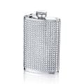 Small White Crystal-studded Stainless Steel Four-ounce Flask