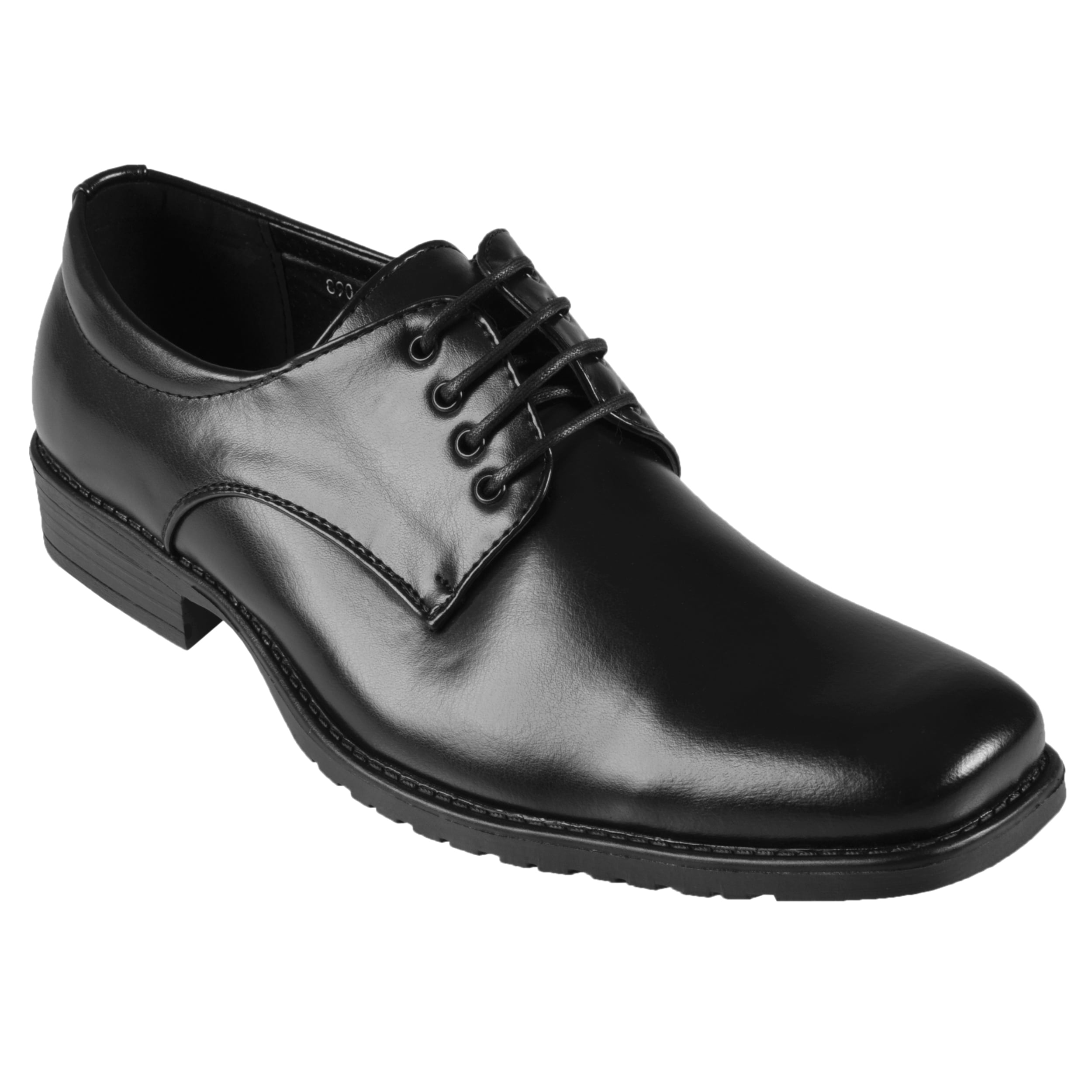 Oxford & Finch Men's Topstitched Square Toe Leather Laceup Oxfords