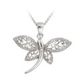 DB Designs Silver Diamond Accent Filigree Dragonfly Necklace