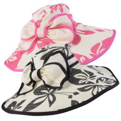 Journee Collection Women's Wide Brim Floral Print Bow Accent Hat-Image