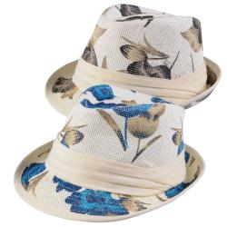 Journee Collection Women's Flower Print Straw Fedora Hat-Image