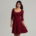 London Times Women's Merlot 3/4-sleeve Scoop Dress