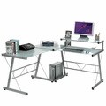 L-shaped Workstation with Frosted Glass Top