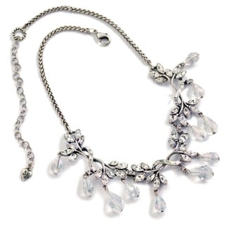 Sweet Romance Vintage Crystal and Faux Pearl Vine Necklace